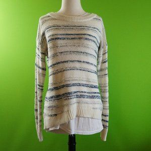 Calvin Klein Jeans Blue & Grey Stripped White Sweater